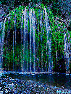 Голубые струйки водопада, анимация